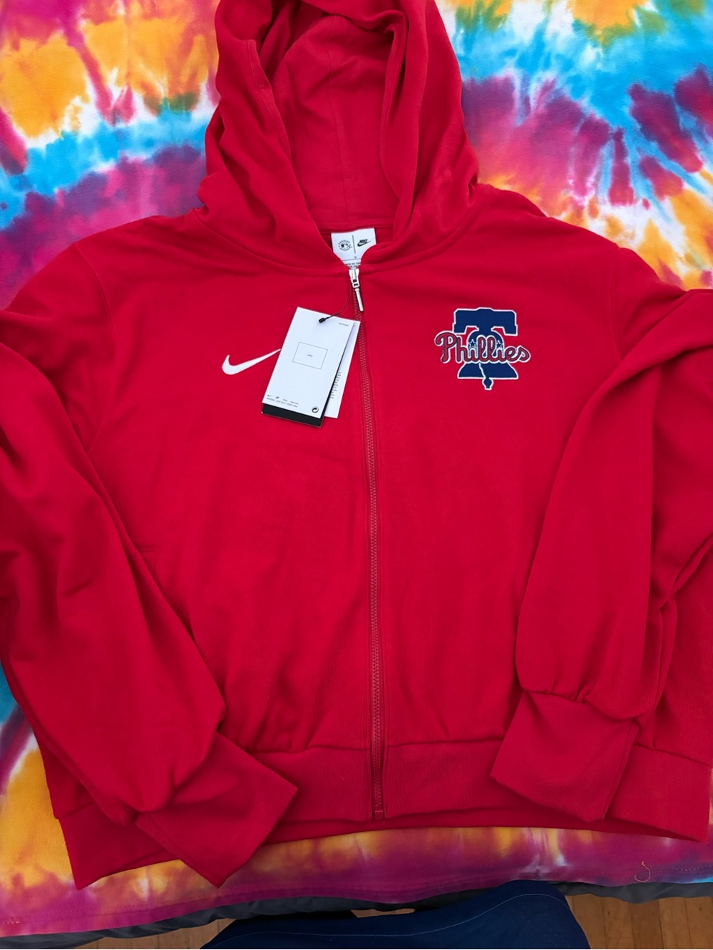 Nike women’s crop full zip up large Red Phillies sweatshirt